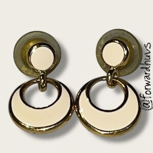 Bundle Sale 3 for $15 | Vintage Trifari Gold-Tone Earrings with Cream Enamel